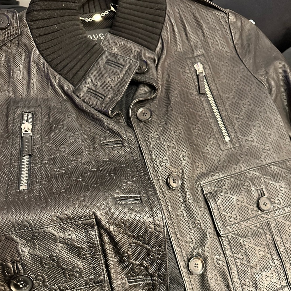 Gucci Leather Bomber Jacket